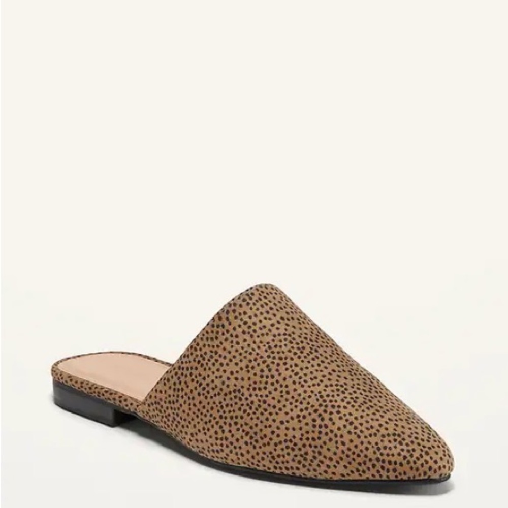 Faux-Suede Pointy-Toe Mule Flats For Women size US 8 in Cheetah Print